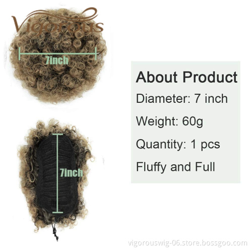 Vigorous Cheap Price Short Hair Extension Fluffy Kinky Curly Updo Chignon Ombre Color For Black Women Synthetic Afro Hair Bun
